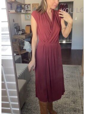 Bottega Veneta Draped Burgundy Dress